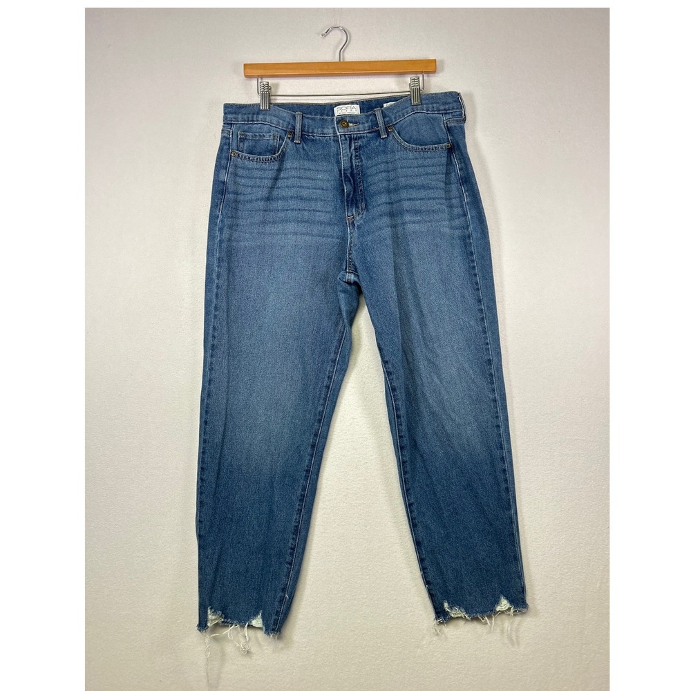 Sofia Jeans Women 12 Blue Beatrix Relaxed Boyfriend Raw Hem Distressed‎ Denim